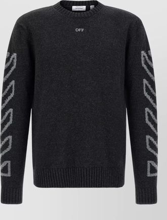 Off-white wool fuzzy intarsia jumper