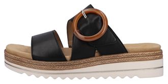 Remonte Pantolette REMONTE, Damen, Gr. 36, schwarz, Leder, unifarben, Schuhe Pantolette, Keilabsatz, Sommerschuh, Schlappen mit Zierschnalle