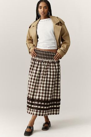 Damson Madder Ava Organic Cotton Smocked Midi Skirt