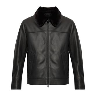 Brioni Leren Jas Met Bontkraag - Heren - Leren en Su&egrave;de Jassen - Zwart - XL - Leer - Jassen