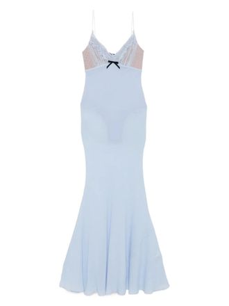 Self Portrait lace-trimmed slip maxi dress - Blue