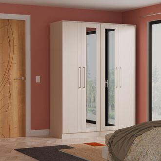 Welcome Furniture Malton Ready Assembled Tall 4 Door 2 Centre Mirrors in Kashmir Ash - Welcome Furniture | TJ Hughes