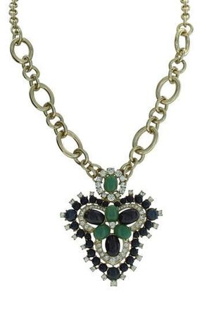 Olivia Welles Bejeweled Pendant Statement Necklace in Gold /Blue /Green at Nordstrom Rack