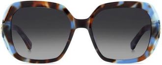 Kate Spade New York norina 57mm gradient square sunglasses in Blue Havana/Dark Grey Sf at Nordstrom