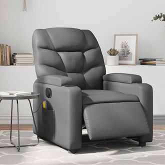 vidaXL Sill&oacute;n De Masaje Reclinable El&eacute;ctrico Cuero Sint&eacute;tico Gris Vidaxl