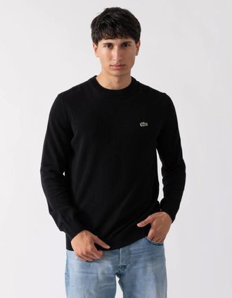 Lacoste Mens Lacoste Mens Organic Cotton Crew Neck Sweater - Black 031 - Size: 38