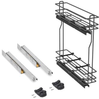 Emuca Emuca - Botellero Lateral Extra&iacute;ble Titanemax Con Cierre Suave, M&oacute;dulo 150mm, Acero, Gris Antracita