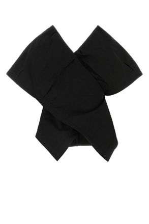 Balenciaga Womens Black Cotton Blend Top Exterior: Nylon Maglie