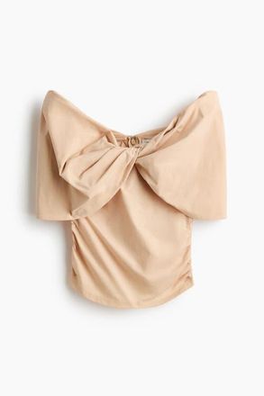 H&M Twist-detail Off-the-shoulder Top in Beige at Nordstrom, Size X-Small