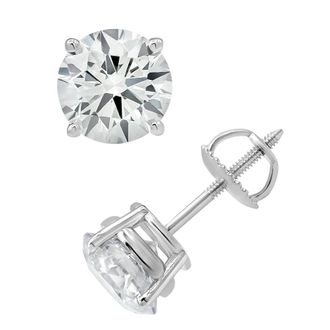 Grown Brilliance 3.00 Carat Prong Set 14K White Gold Round-cut Lab Grown Diamond Stud Earring