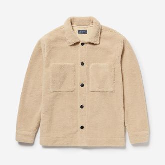 Oliver Sweeney Mens Fleece Overshirt - Beige - Size X-Large