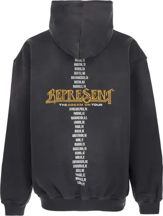Represent Mens Sweatshirt With Graphic Print, Grey Cotton Sweatshirts Sweater