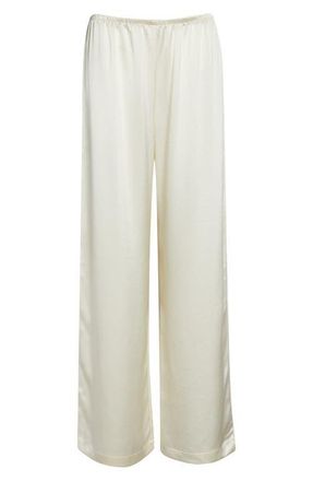 Leset Barb Wide Leg Satin Pants in Creme at Nordstrom, Size X-Small