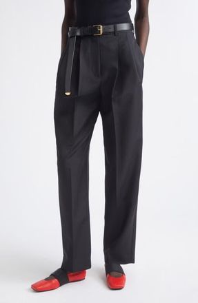 Givenchy Double Pleat Wool & Mohair Trousers in Black at Nordstrom, Size 36