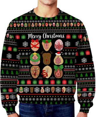 Generic MenS Christmas Jumper Terrifier Jumper 2025 Gifts Mens And Womens Winter Christmas Funny Casual Loose Round Neck Hoodless Sweatshirt Christmas Suit (B