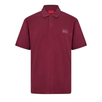 HUGO BOSS Hugo Heren Poloshirt met Kraag en Korte Mouwen (Donkerrood)