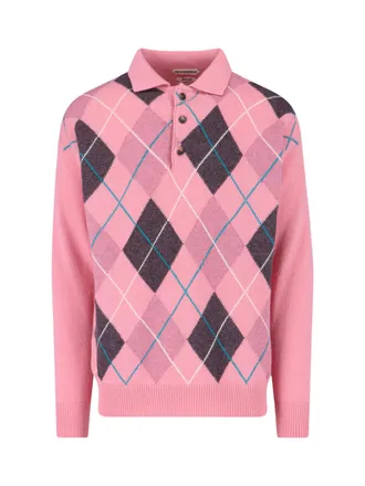 J.W.Anderson Pink Geometric Knit Classic Collar Sweater