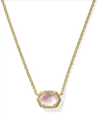 Kendra Scott Womens Daphne Frame Short Pendant Necklace In Gold Light Pink Mother Of Pearl
