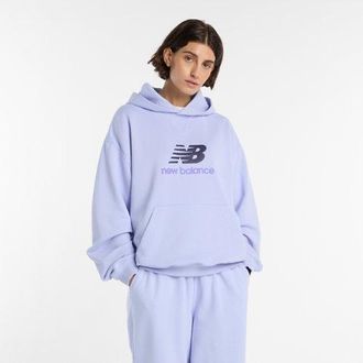 New Balance Donna Athletics French Terry Logo Hoodie in Viola, Taglia XS