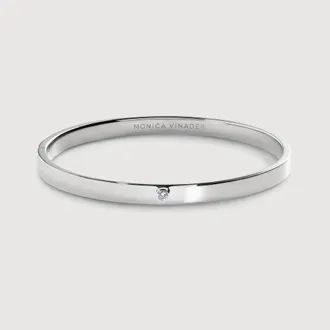 Monica Vinader Sterling Silver Solitaire Diamond Bangle Lab Grown Diamond