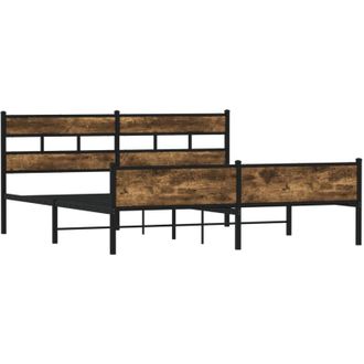 vidaXL Estructura De Cama Sin Colch&oacute;n Metal Roble Ahumado 180x200 Cm Vidaxl
