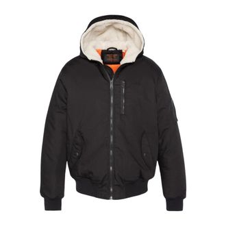 Schott NYC Chaqueta Bomber con Capucha y Forro de Forro Polar - Jackets - Hombre - Negro - S
