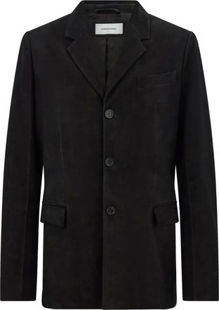 Ferragamo leather blazer - men - CALFSKIN/Rayon - 56 - Black