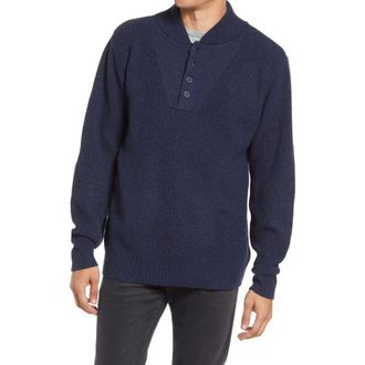 Schott NYC Wool Blend Military Henley Sweater in Navy at Nordstrom, Size Xx-Large