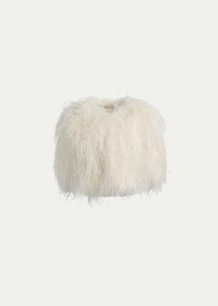 Alice & Olivia Kidman 3/4 Sleeve Feather Capelet