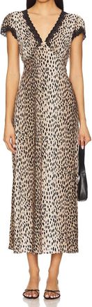 Rixo Clarice Midi Dress In Antelope Spot Black
