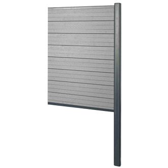 Hhg Hhg - Wpc Pantalla De Privacidad Sarthe, Valla Cortavientos, Poste De Aluminio Para Fijar En Hormig&oacute;n, Elemento De Extensi&oacute;n Estrecho, 95cm Gris