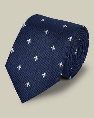 CHARLES TYRWHITT Silk Fleur De Lys Tie - French Blue Size OSFA by Charles Tyrwhitt