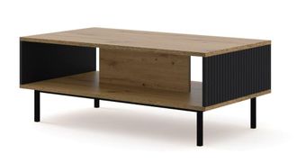 AKL FURNITURE Mesa de centro efecto madera Crema y Negro LED