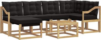 vidaXL Conjunto De Sof&aacute;s De Exterior 7 Uds. Blanco Y Negro Vidaxl