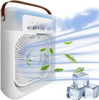 OEM Mini Enfriador De Aire Port&aacute;til, Ventilador Nebulizador, Peque&ntilde;o Aire Acondicionado, 7 Led De Colores, Humidificador, Blanco