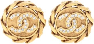 Chanel Orecchini a clip con strass 1988 - Oro