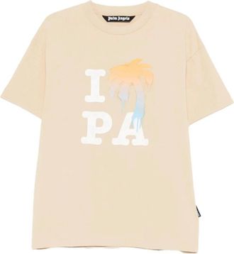 Palm Angels T-shirt met palmbomenprint - Heren - T-shirts - Beige - S - Tops