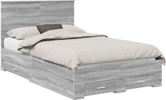 vidaXL Bed Frame with Drawer Grey Sonoma 120 x 190 cm Engineered Wood vidaXL