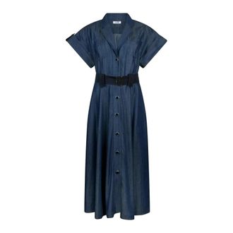 Liu Jo Shirt Dresses, female, Blue, Size: M Belted Shirt Jumpsuit