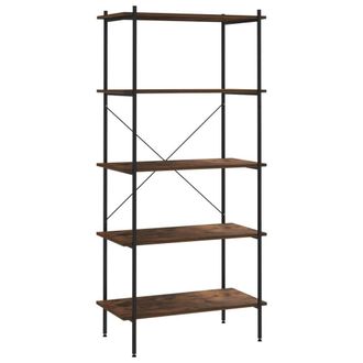Berkfield Home 5-Tier Shelving Unit Black & Dark Wood 80x40x163 cm | Size: 80 x 40 x 163 cm