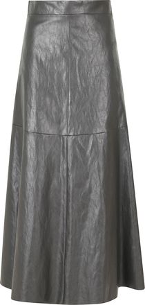 Federica Tosi Anthracite Leather Metal Trim Circle Polyurethane Skirt