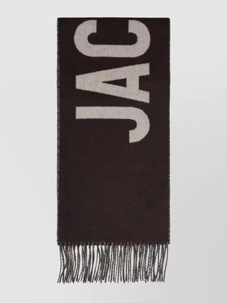 Jacquemus virgin wool intarsia-knit logo fringed scarf