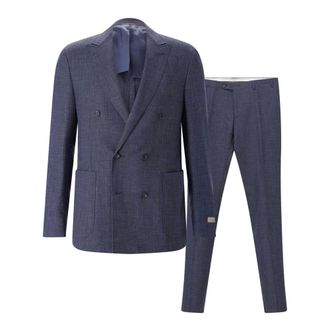 Canali Double Breasted Suits, male, Blue, Size: XL Kei Double-Breasted Suit