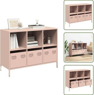 vidaXL Credenza con Mensole - vidaXL Credenza Rosa 101,5x39x73,5 cm in Acciaio Laminato a Freddo - Credenza per Soggiorno