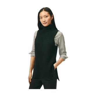 Brooks Brothers Wollen Kasjmier Mouwloze Coltrui - Dames - Coltruien - Zwart - XS - Wol - Truien & Vesten