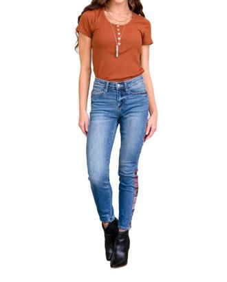 Judy Blue Western Print Relaxed Jeans In Dark Wash