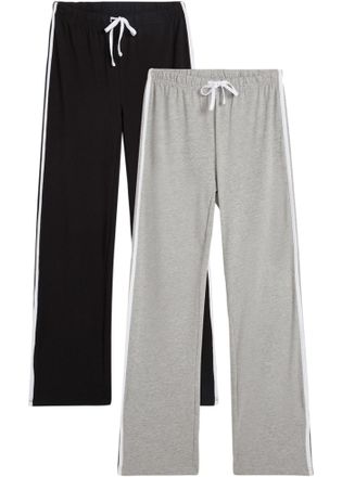 Bonprix Jerseyhose BONPRIX, Damen, Gr. 32/34 (XS), N-Gr, schwarz (schwarz, hellgrau meliert), Obermaterial: 86% Baumwolle, 9% Viskose, 5% Elasthan, slim fit, 