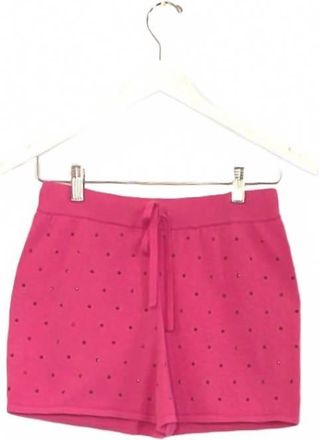 Replica Los Angeles Womens Rhinestone Studded Shorts In Hot Pink
