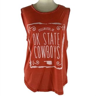 Pressbox Womens Oklahoma State University Ruffy Tank In Red