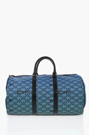 Off-white Vegan Leather Duffle Bag with All-Over Printed Monogram Off-White